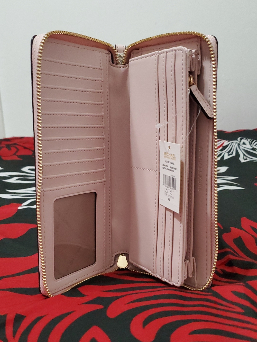 Michael Kors Jet Set Continental Powder Blush Pink Multi Wallet Wristlet - Picture 2 of 6